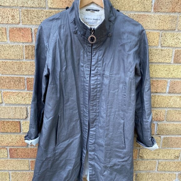 Vintage 1998 Bianca Nygord Linen Shell Designer Jacket Gray - Picture 5 of 14